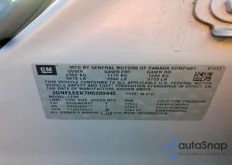 2017 Chevrolet Equinox Ls z USA, uszkodzony, nr VIN 2GNFLEEK7H6289445